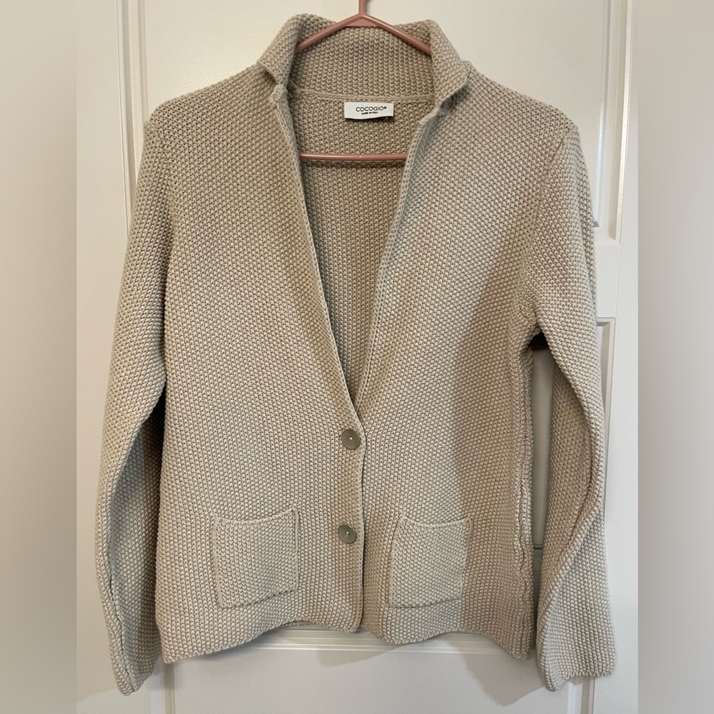 Anthro Cocogio Cream 2 Button Sweater